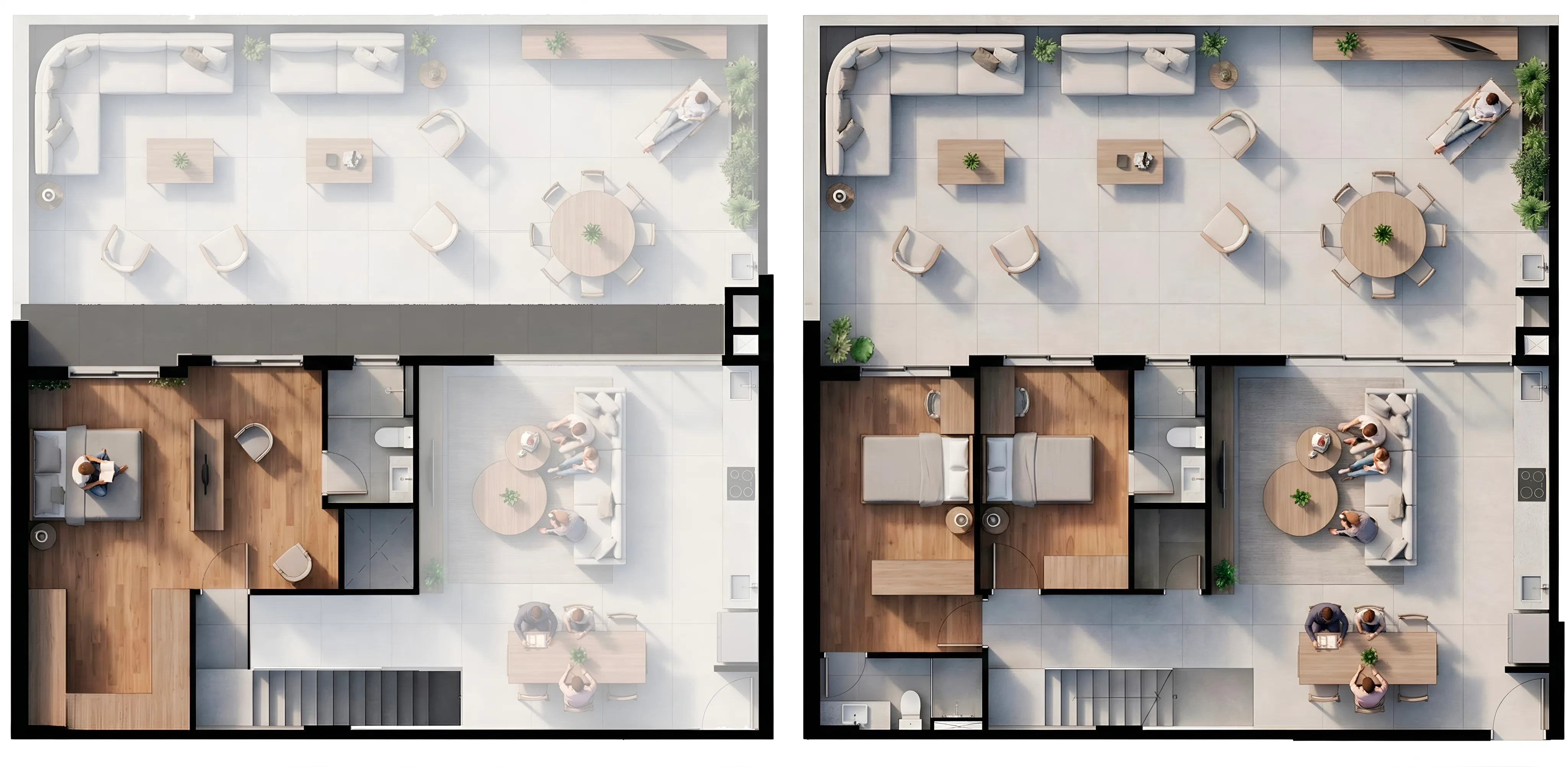 Planta humanizada do Garden 105 do Vista São Lourenço, 144,47 m² privativos, 3 suítes, duplex
